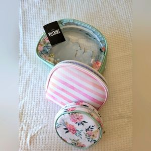 Disney Villains Floral 3-Piece Cosmetic Bag Set NWT